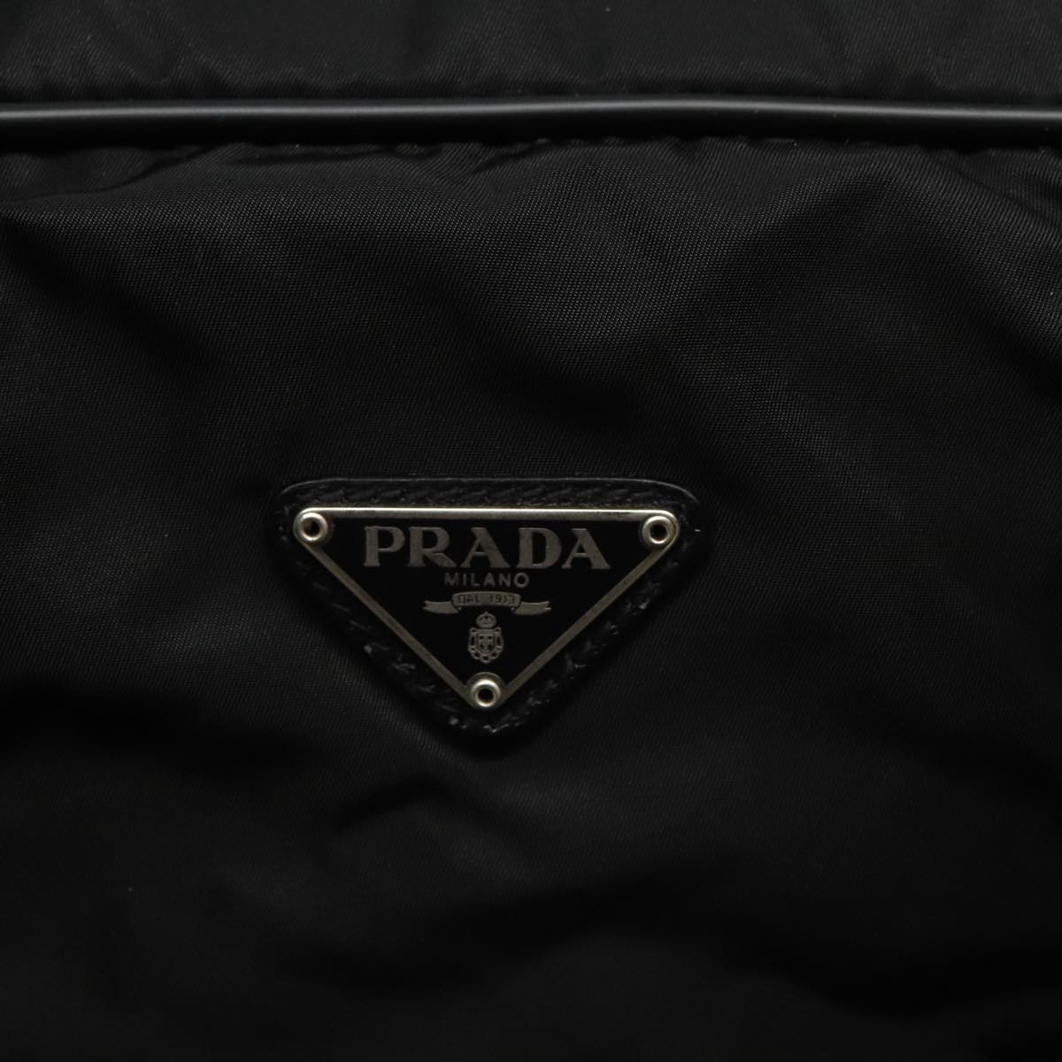 PRADA Boston Bag Nylon 2way Black Silver Auth yk15929