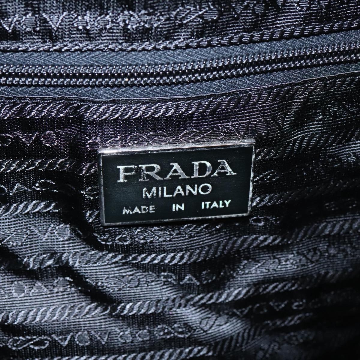 PRADA Boston Bag Nylon 2way Black Silver Auth yk15929