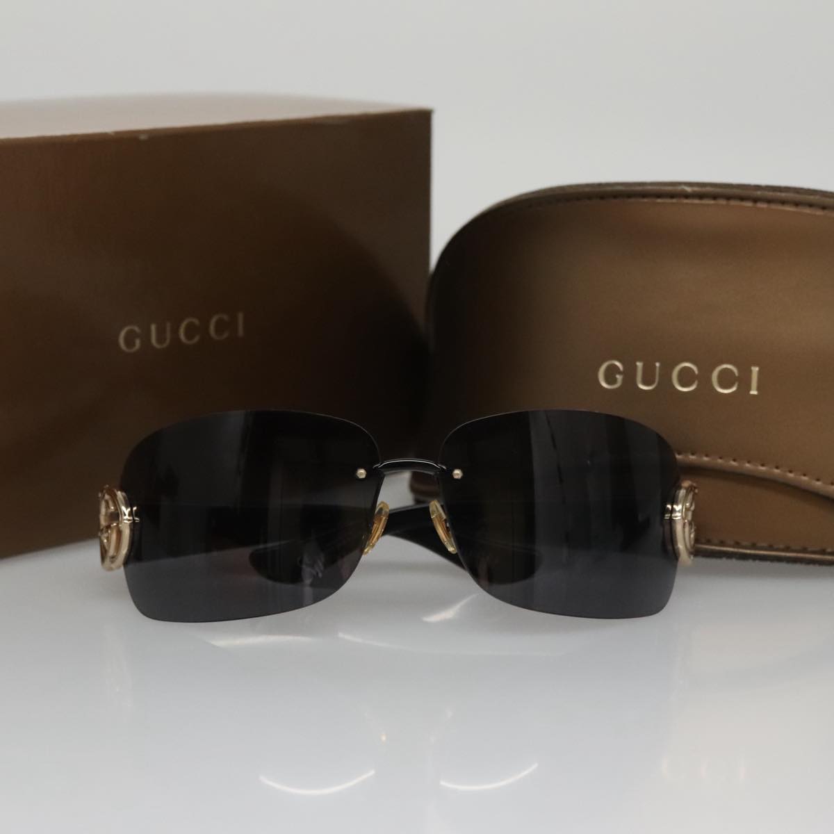 GUCCI Sunglasses Plastic Black Auth yk15937