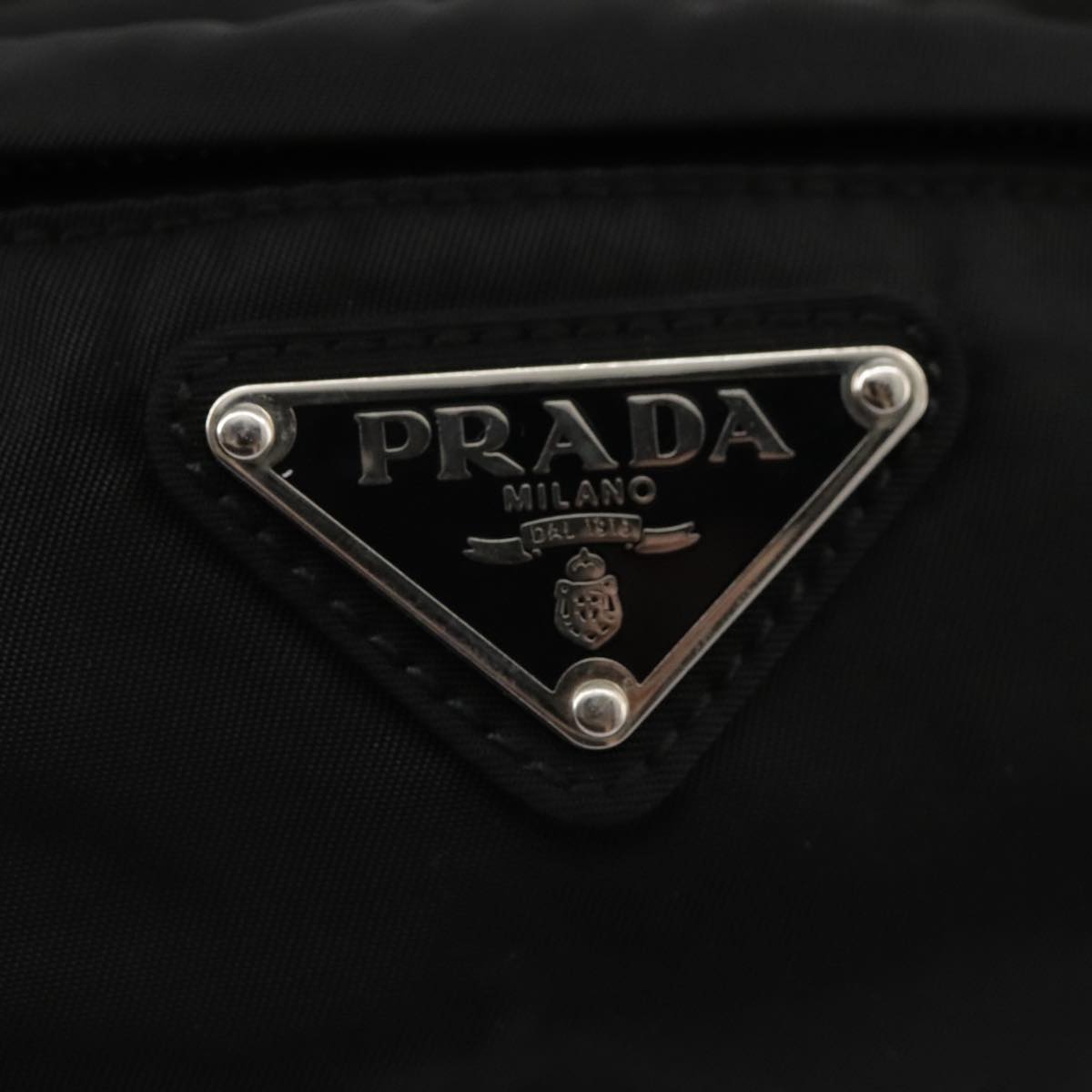 PRADA Waist Bag Nylon Black Silver Auth yk15944