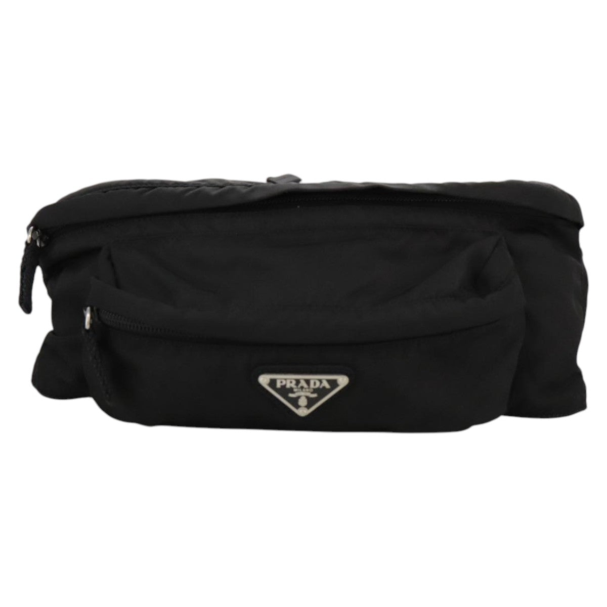 PRADA Waist Bag Nylon Black Silver Auth yk15944