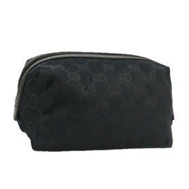 GUCCI GG Canvas Pouch Black Silver 29595 Auth yk15951V
