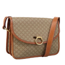 CELINE Macadam Canvas Shoulder Bag Beige Gold Auth yk15952-1