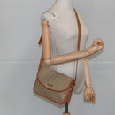 CELINE Macadam Canvas Shoulder Bag Beige Gold Auth yk15952-23