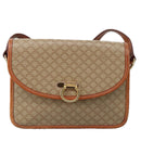 CELINE Macadam Canvas Shoulder Bag Beige Gold Auth yk15952-13