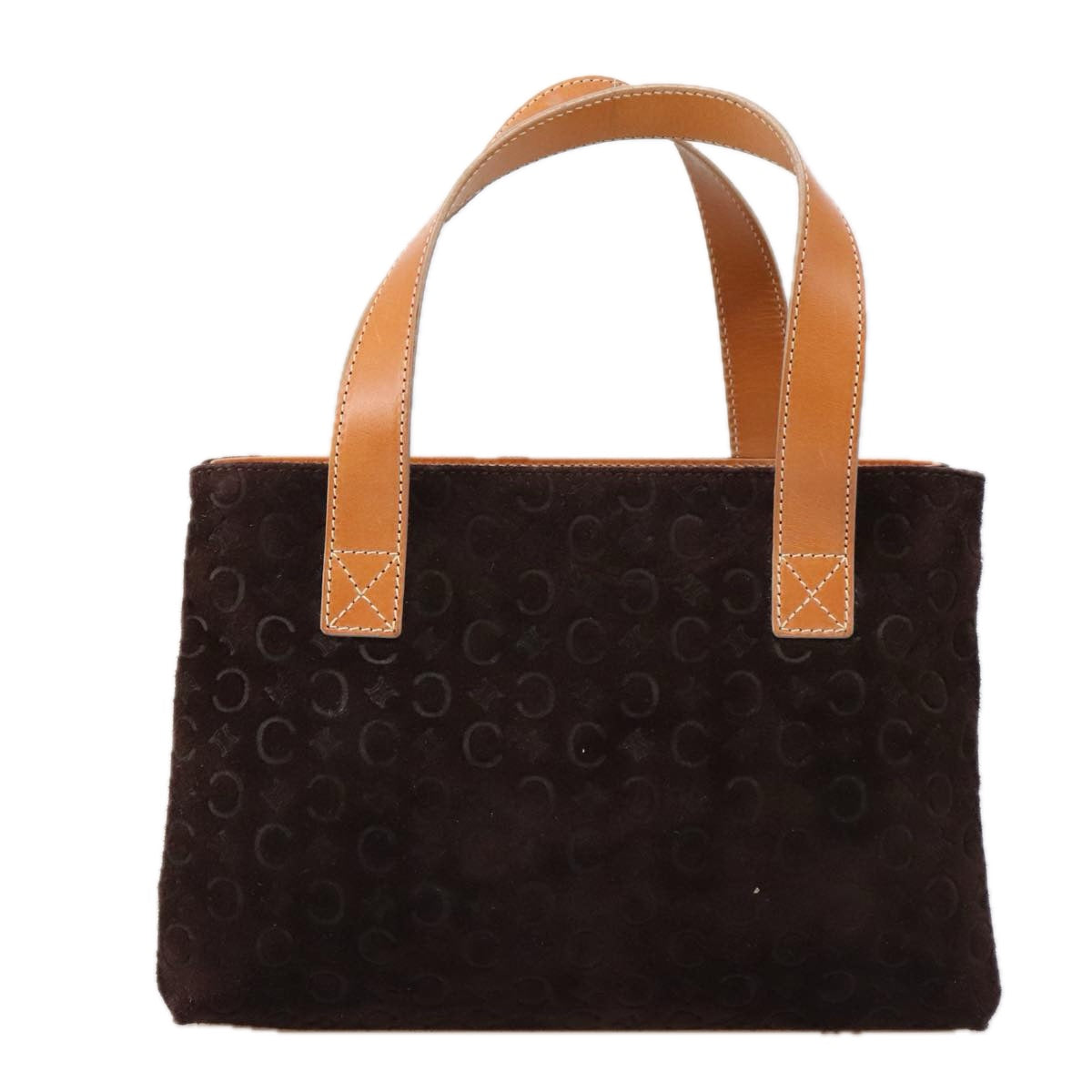 CELINE C Macadam Canvas Hand Bag Suede Brown Gold Auth yk15954 - 0