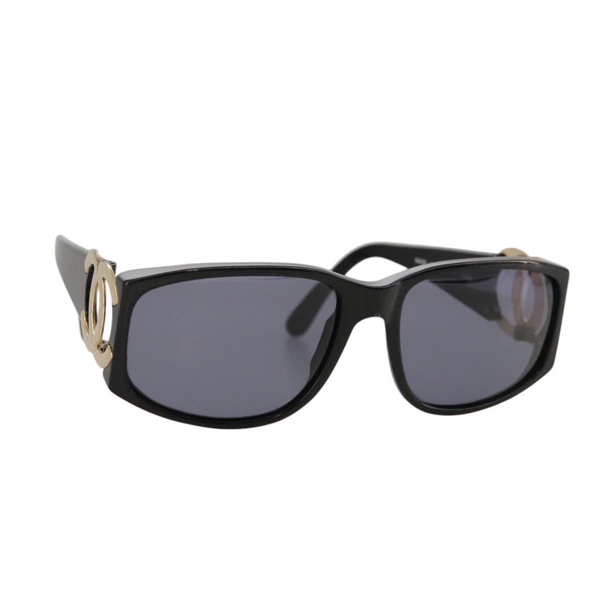 CHANEL Sunglasses plastic Black CC Auth yk15965