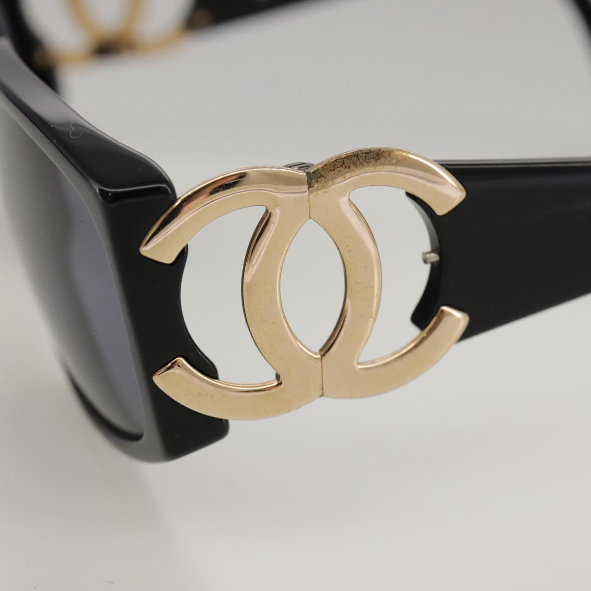 CHANEL Sunglasses plastic Black CC Auth yk15965