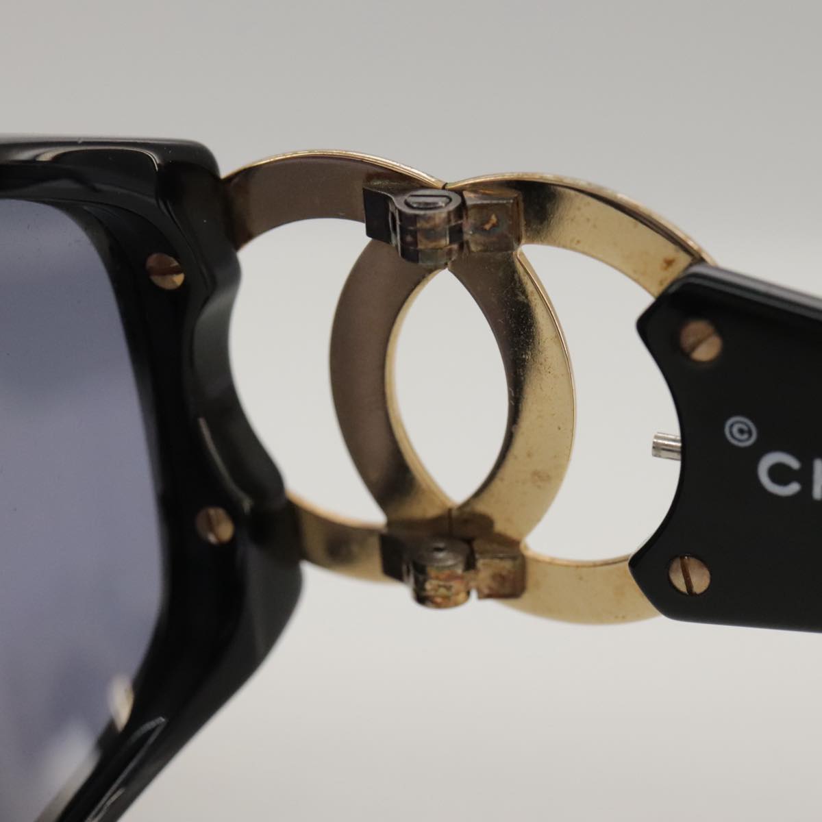 CHANEL Sunglasses plastic Black CC Auth yk15965