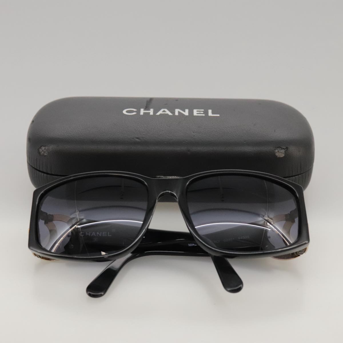 CHANEL Sunglasses plastic Black CC Auth yk15965