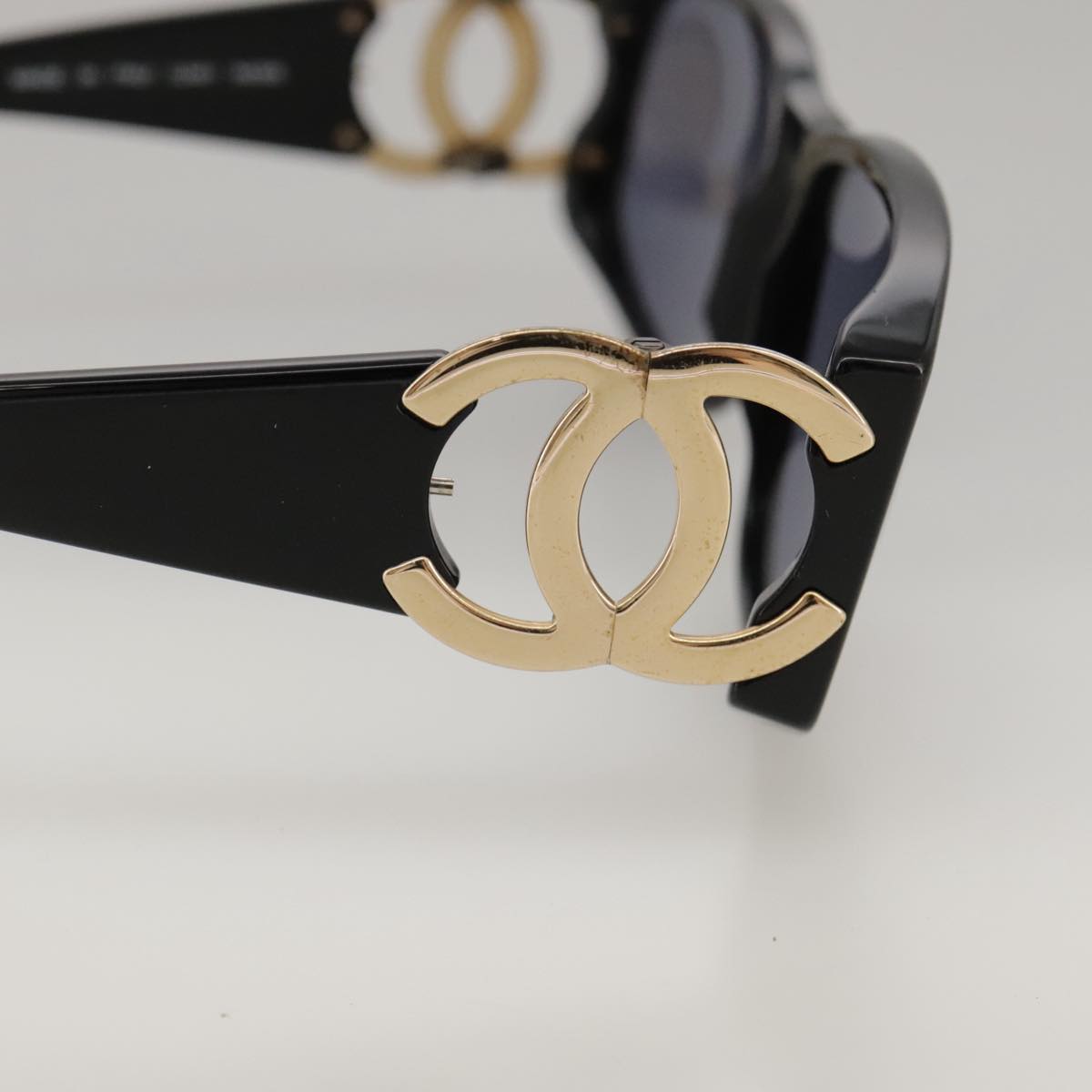 CHANEL Sunglasses plastic Black CC Auth yk15965