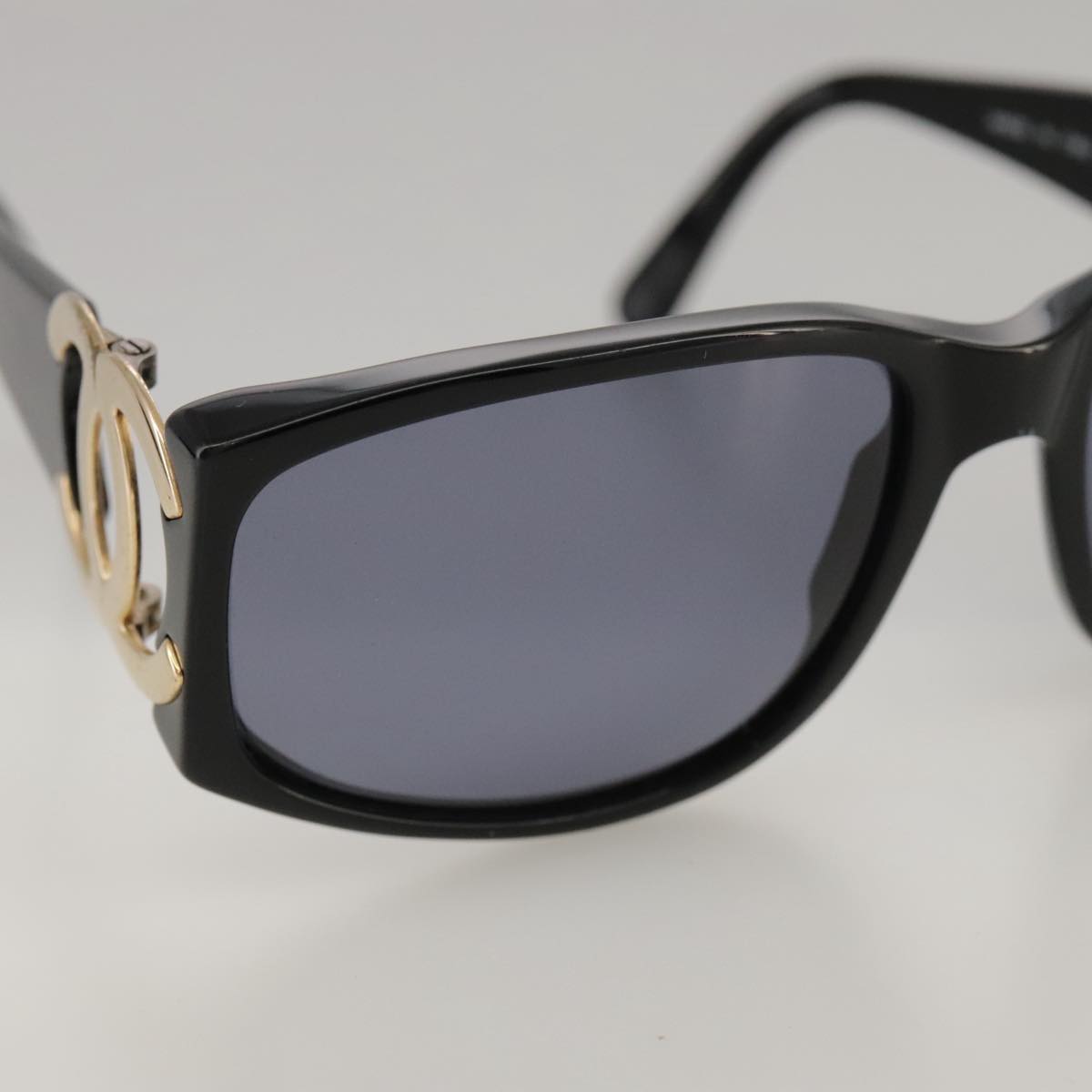 CHANEL Sunglasses plastic Black CC Auth yk15965