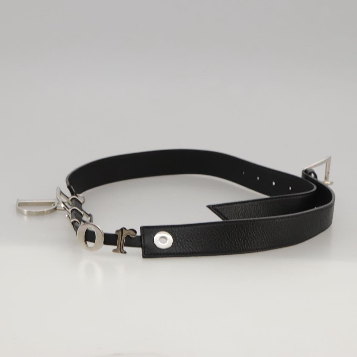 Christian Dior Belt Leather 37"" Black Auth yk15977