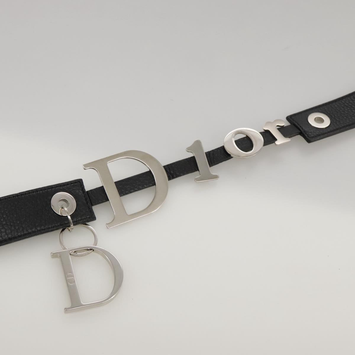 Christian Dior Belt Leather 37"" Black Auth yk15977