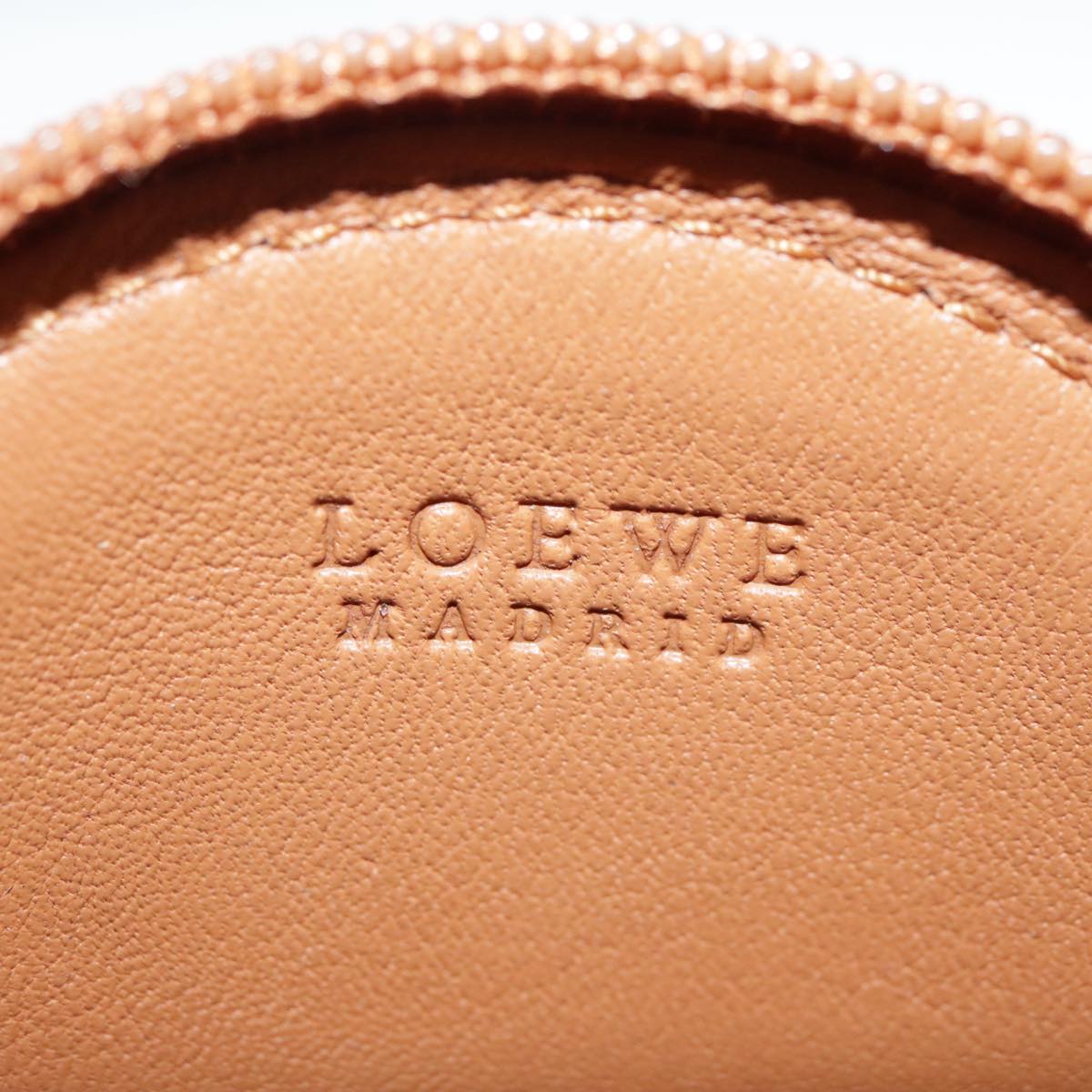 LOEWE Anagram Coin Purse Leather Brown Auth yk15979