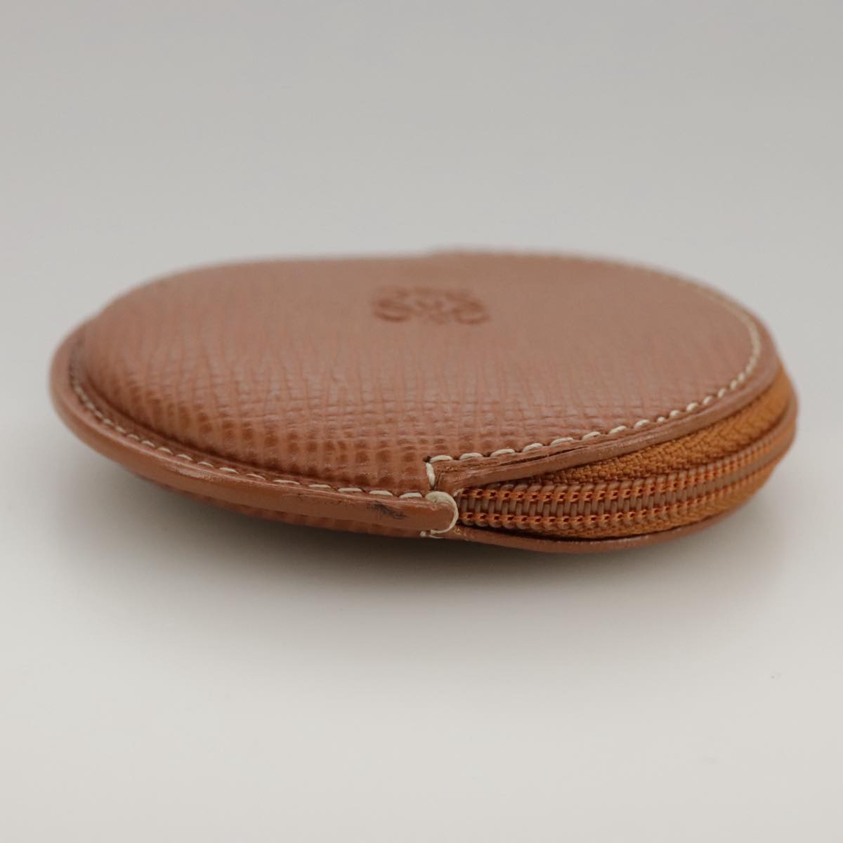 LOEWE Anagram Coin Purse Leather Brown Auth yk15979