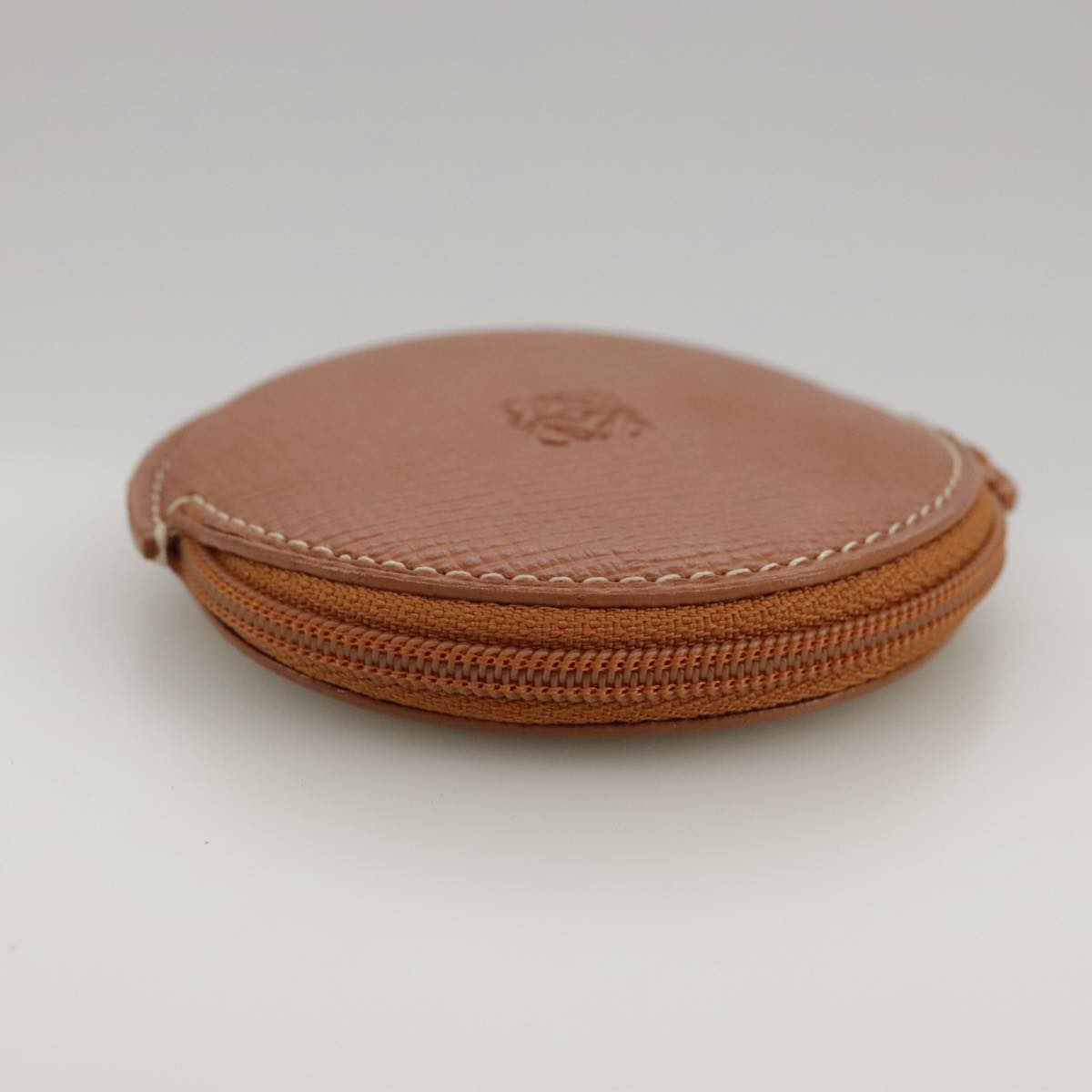 LOEWE Anagram Coin Purse Leather Brown Auth yk15979