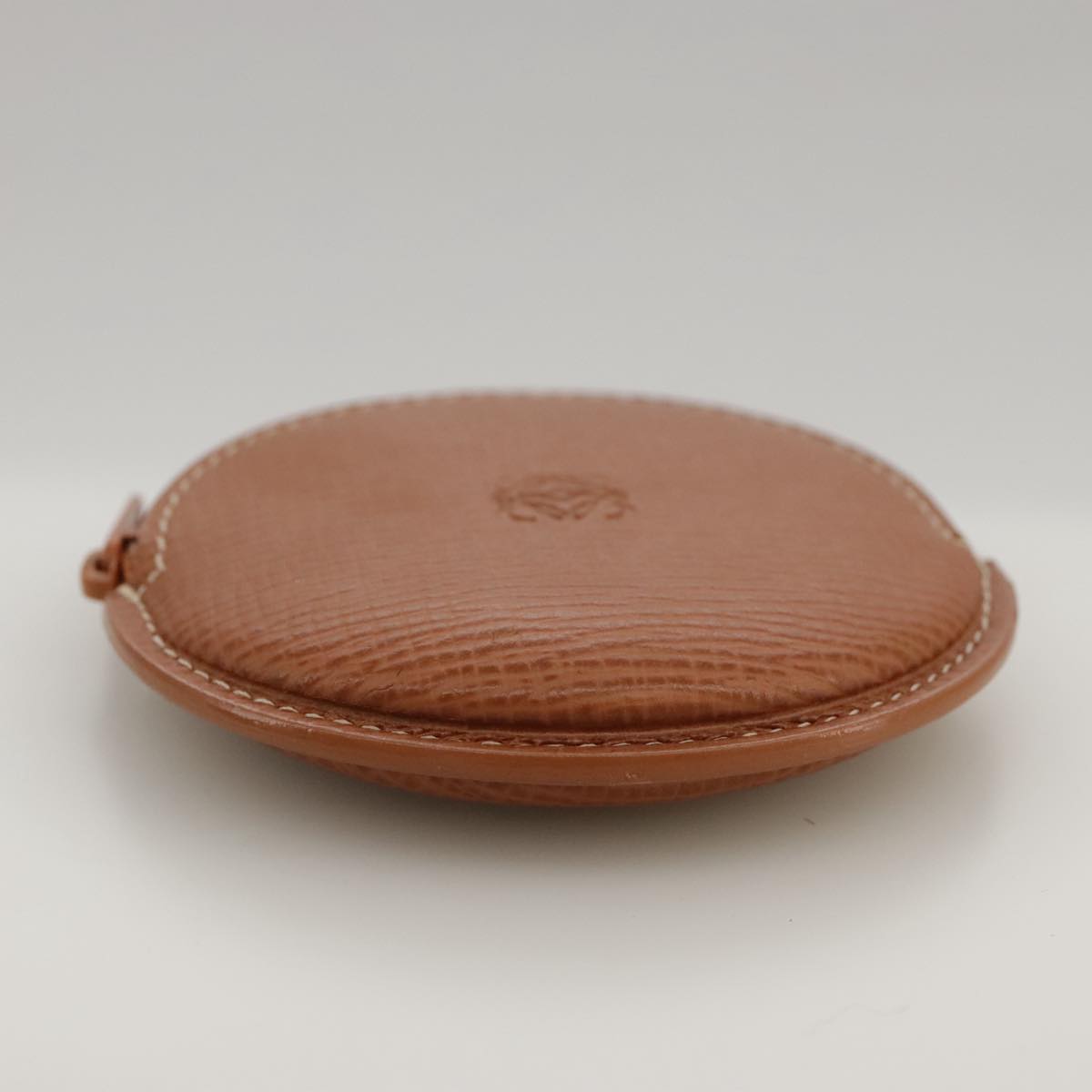 LOEWE Anagram Coin Purse Leather Brown Auth yk15979