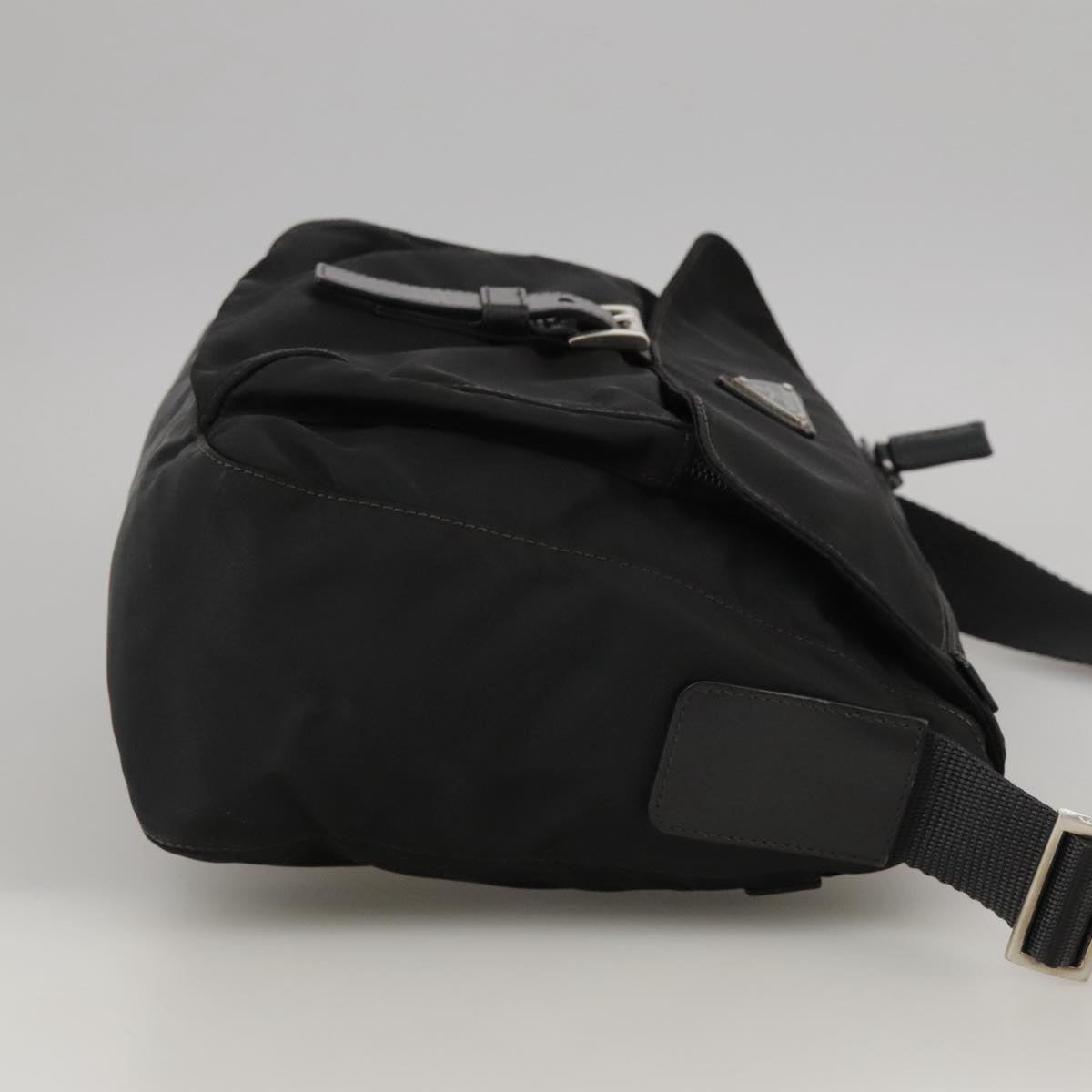 PRADA Shoulder Bag Nylon Black Silver Auth yk15982