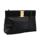 Salvatore Ferragamo Shoulder Bag Leather Black Gold Auth yk15984-1