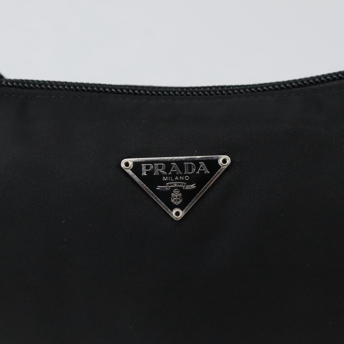 PRADA Accessory Pouch Nylon Black Silver Auth yk15990