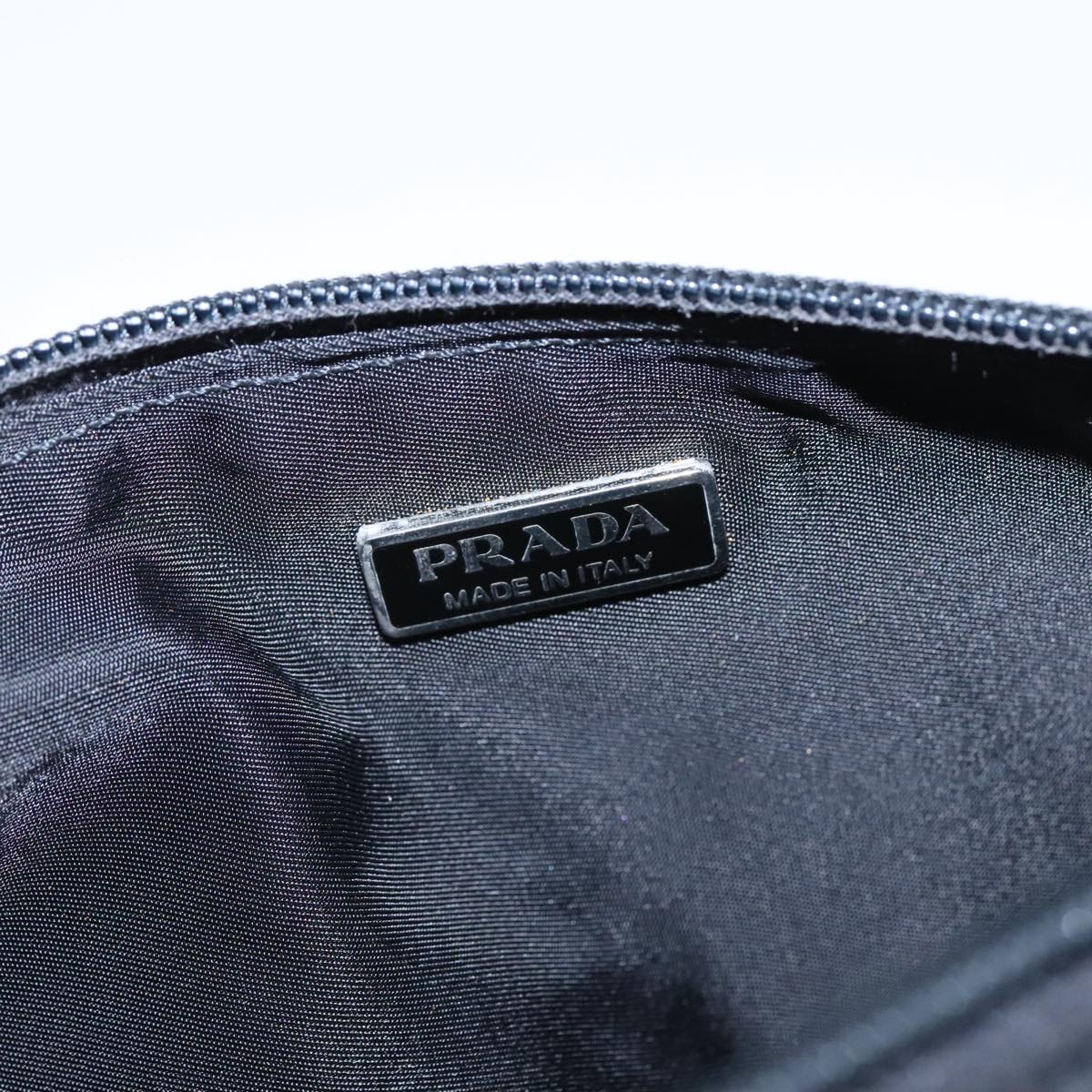 PRADA Accessory Pouch Nylon Black Silver Auth yk15990