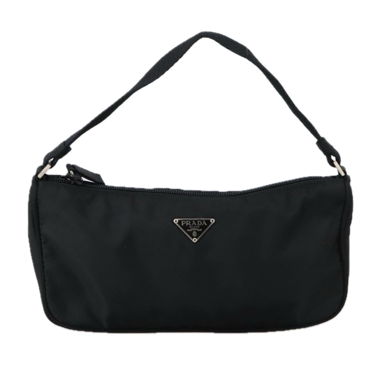 PRADA Accessory Pouch Nylon Black Silver Auth yk15990