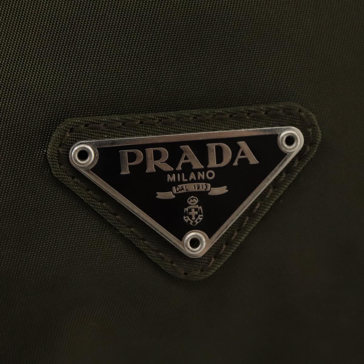 PRADA Waist Bag Nylon Khaki Black Silver Auth yk15996