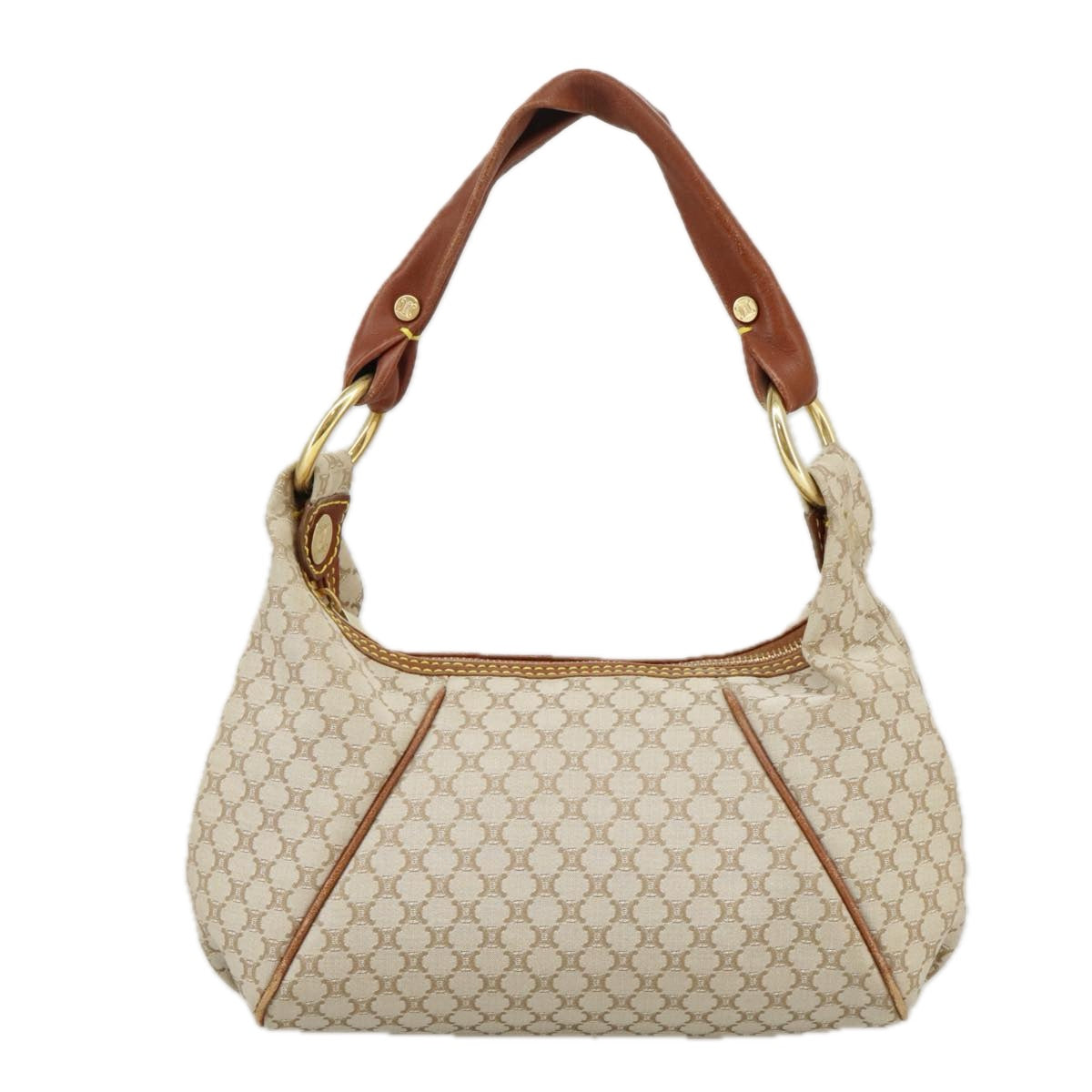 CELINE Macadam Canvas Hand Bag Beige Gold Auth yk16003 - 0