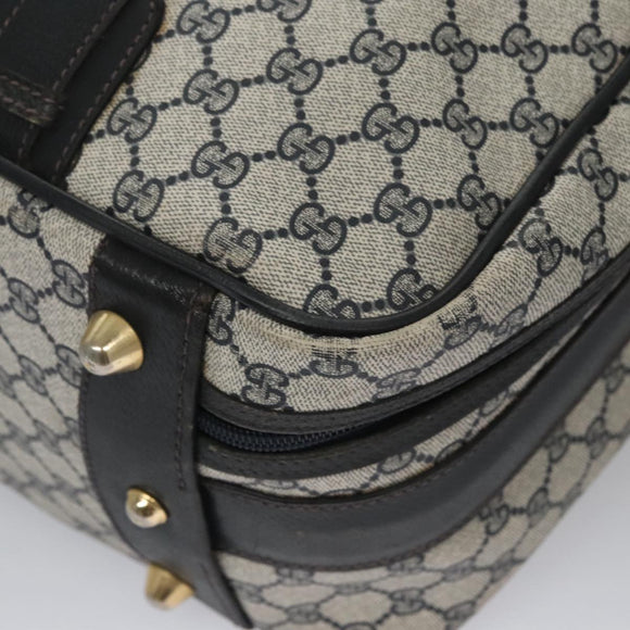 GUCCI GG Supreme Travel Case PVC Leather Navy Gold Auth yk16004