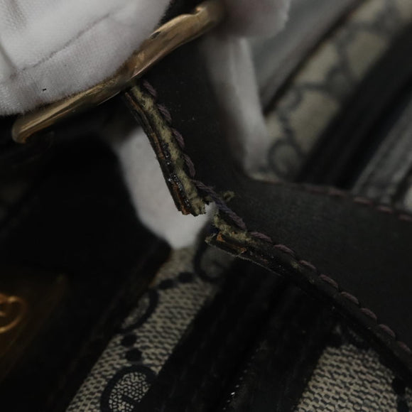 GUCCI GG Supreme Travel Case PVC Leather Navy Gold Auth yk16004