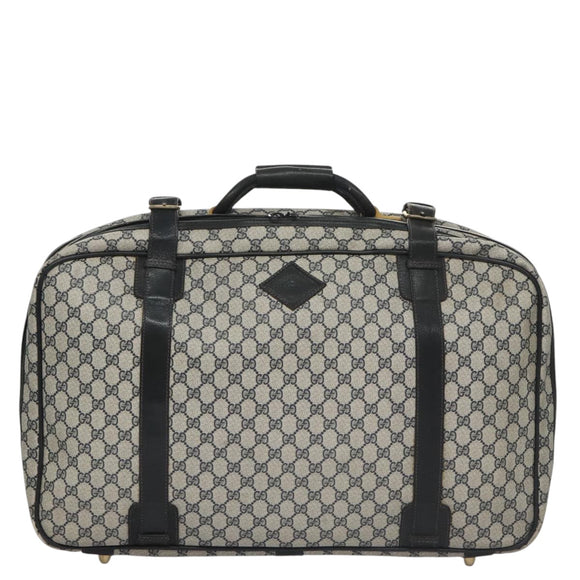 GUCCI GG Supreme Travel Case PVC Leather Navy Gold Auth yk16004