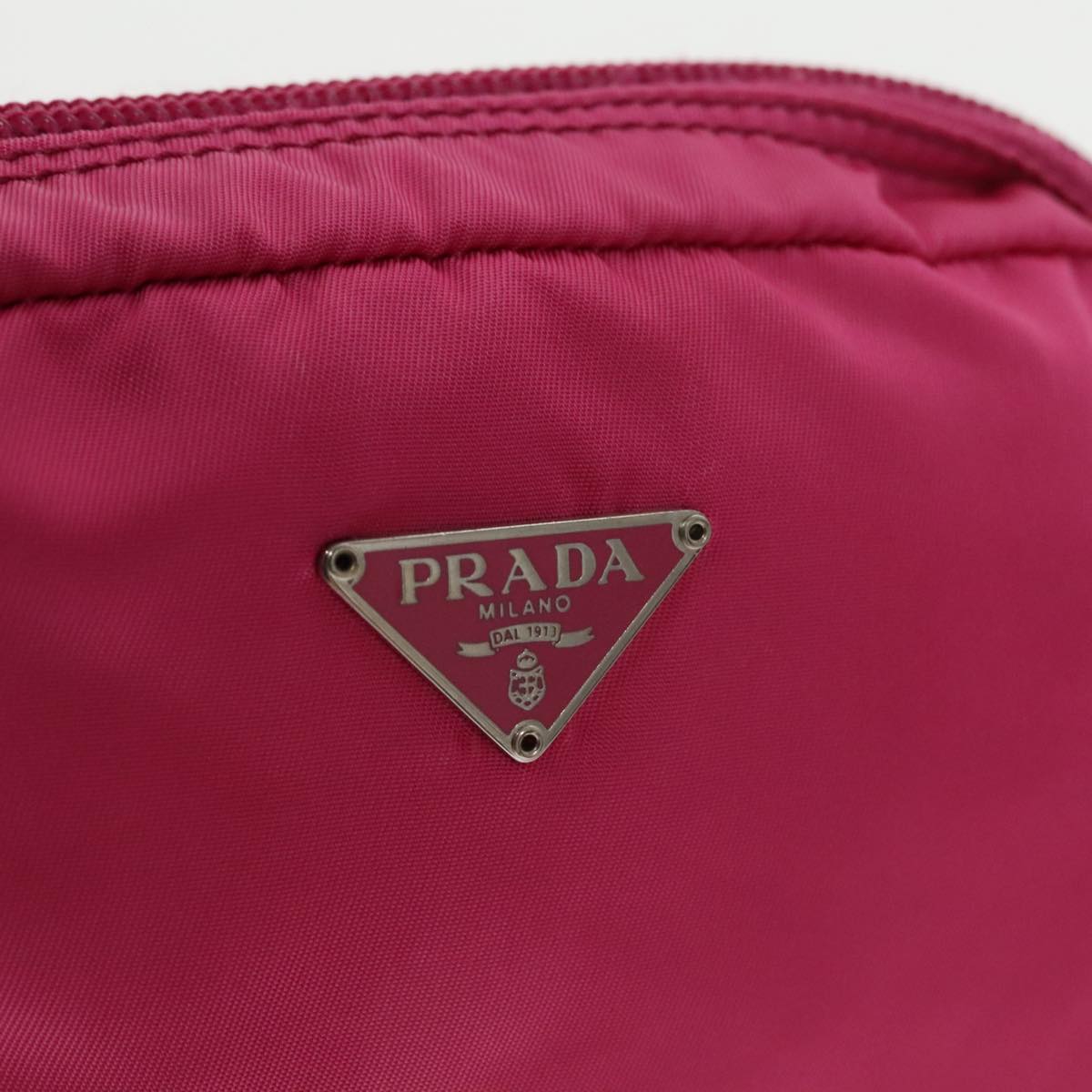 PRADA Pouch Nylon Pink Silver Auth yk16016