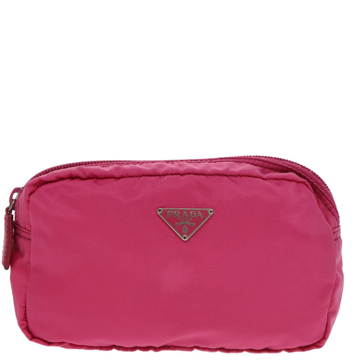 PRADA Pouch Nylon Pink Silver Auth yk16016