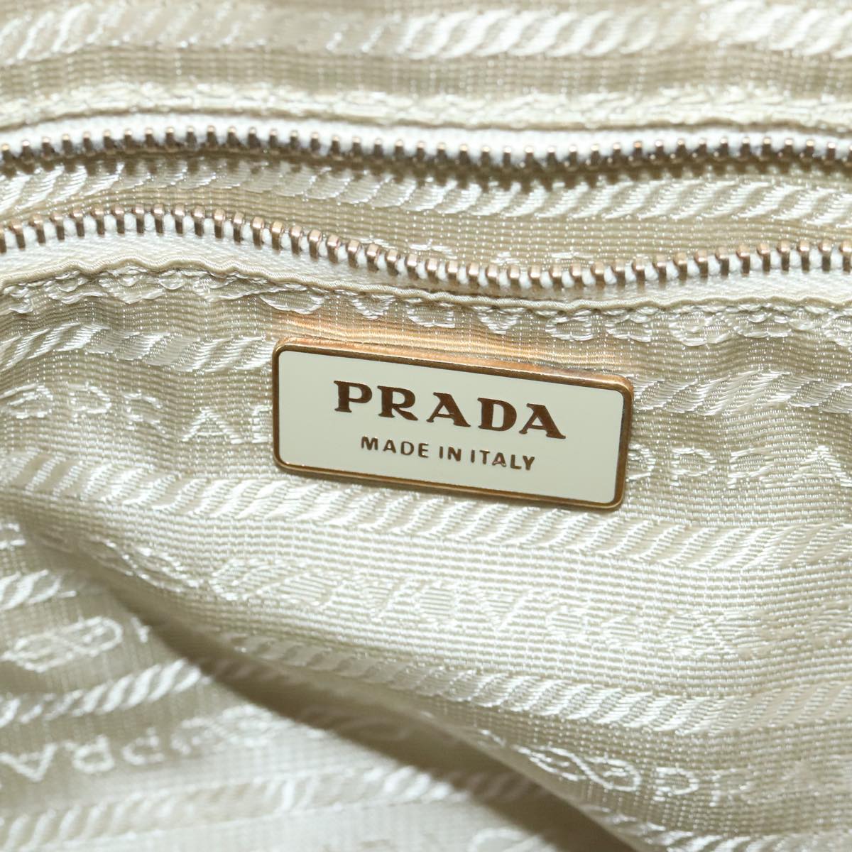 PRADA Hand Bag Leather Beige Gold Auth yk16023