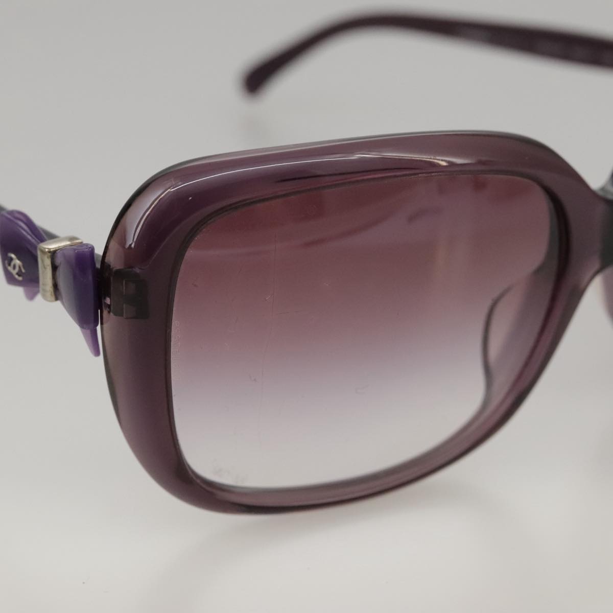 CHANEL Sunglasses plastic Purple CC Auth yk16024