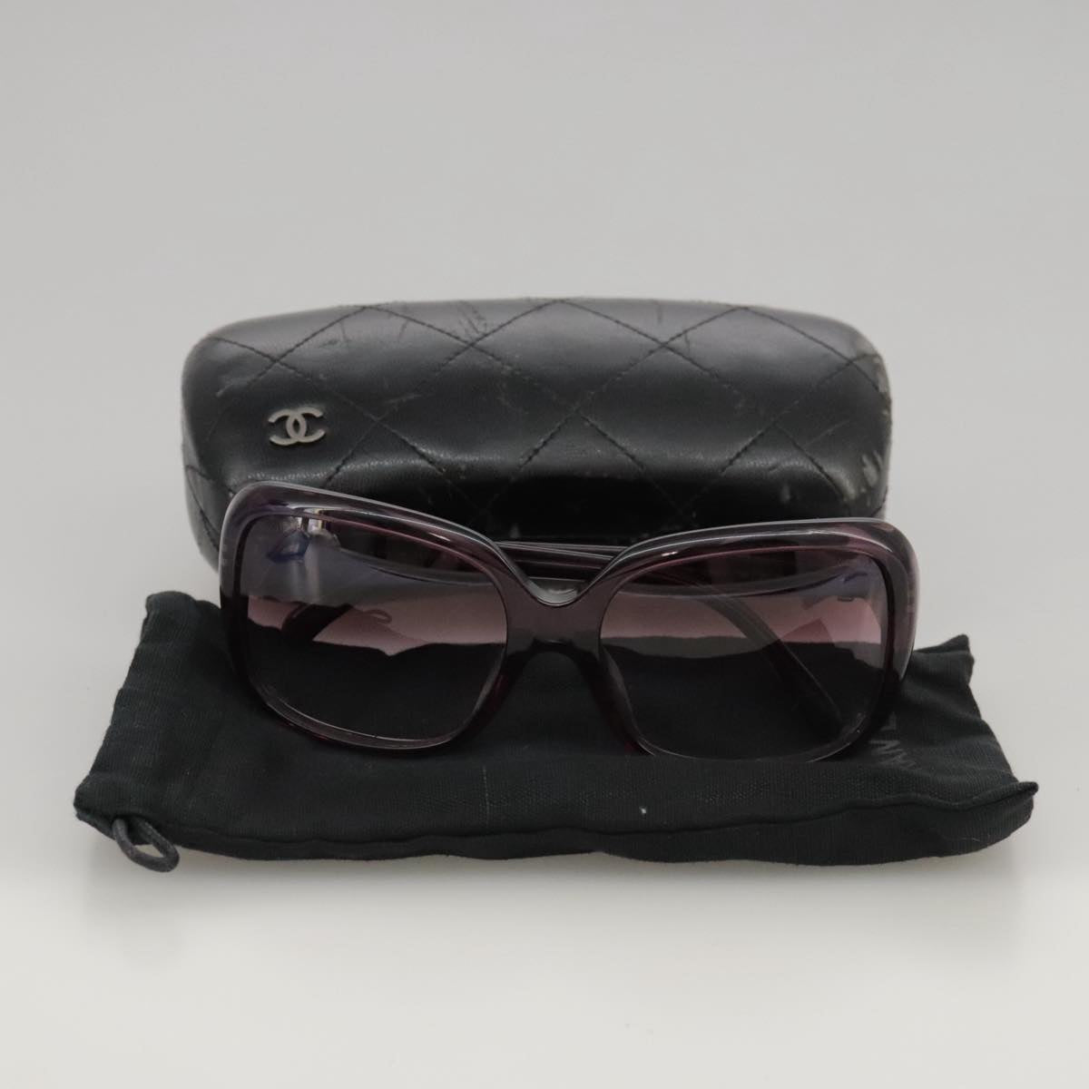 CHANEL Sunglasses plastic Purple CC Auth yk16024