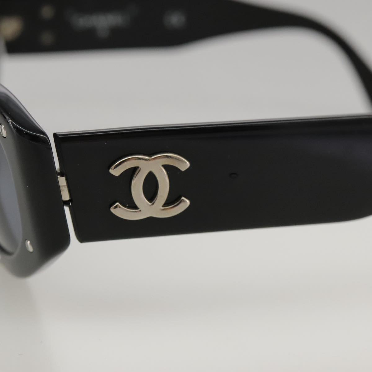 CHANEL Sunglasses plastic Black CC Auth yk16026