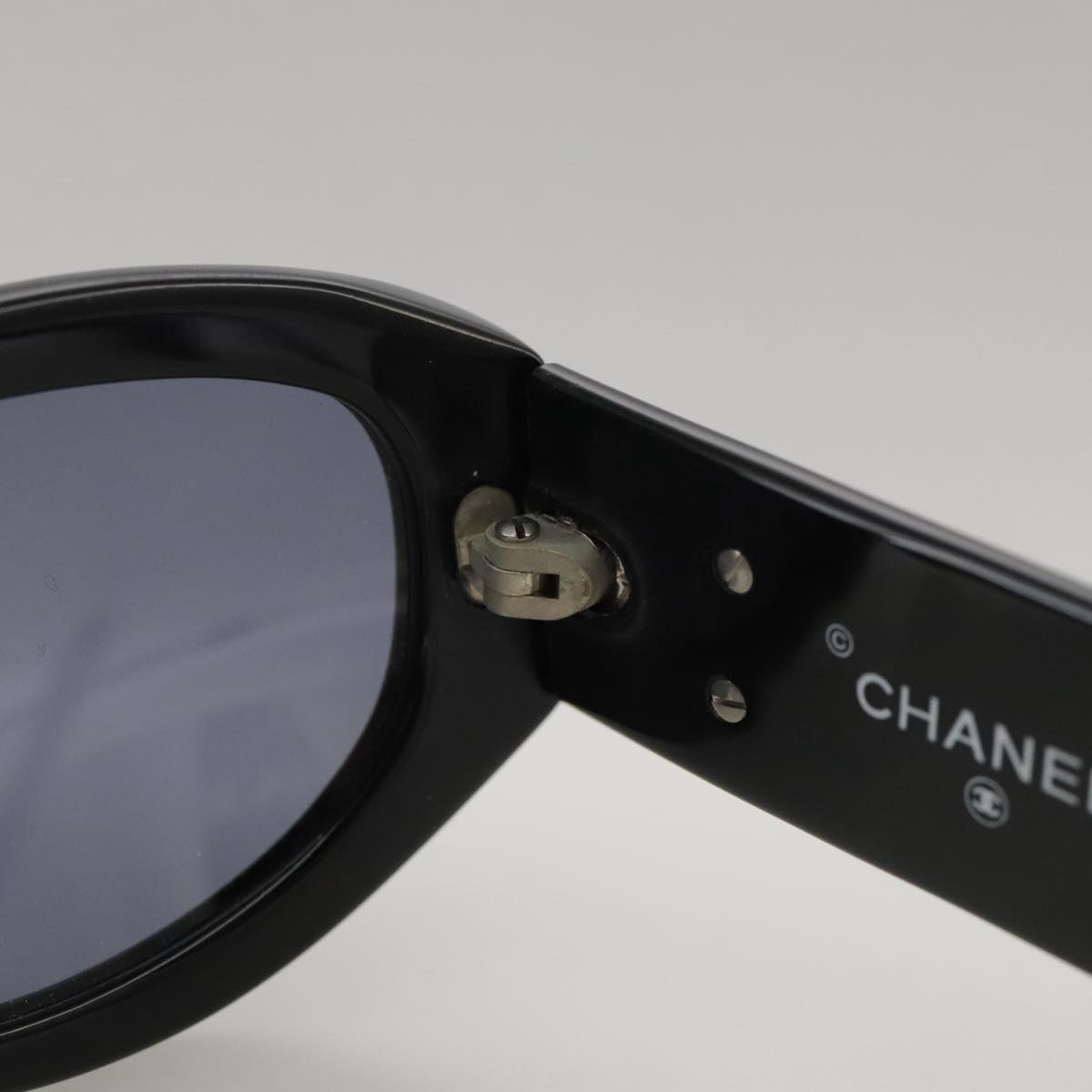 CHANEL Sunglasses plastic Black CC Auth yk16026