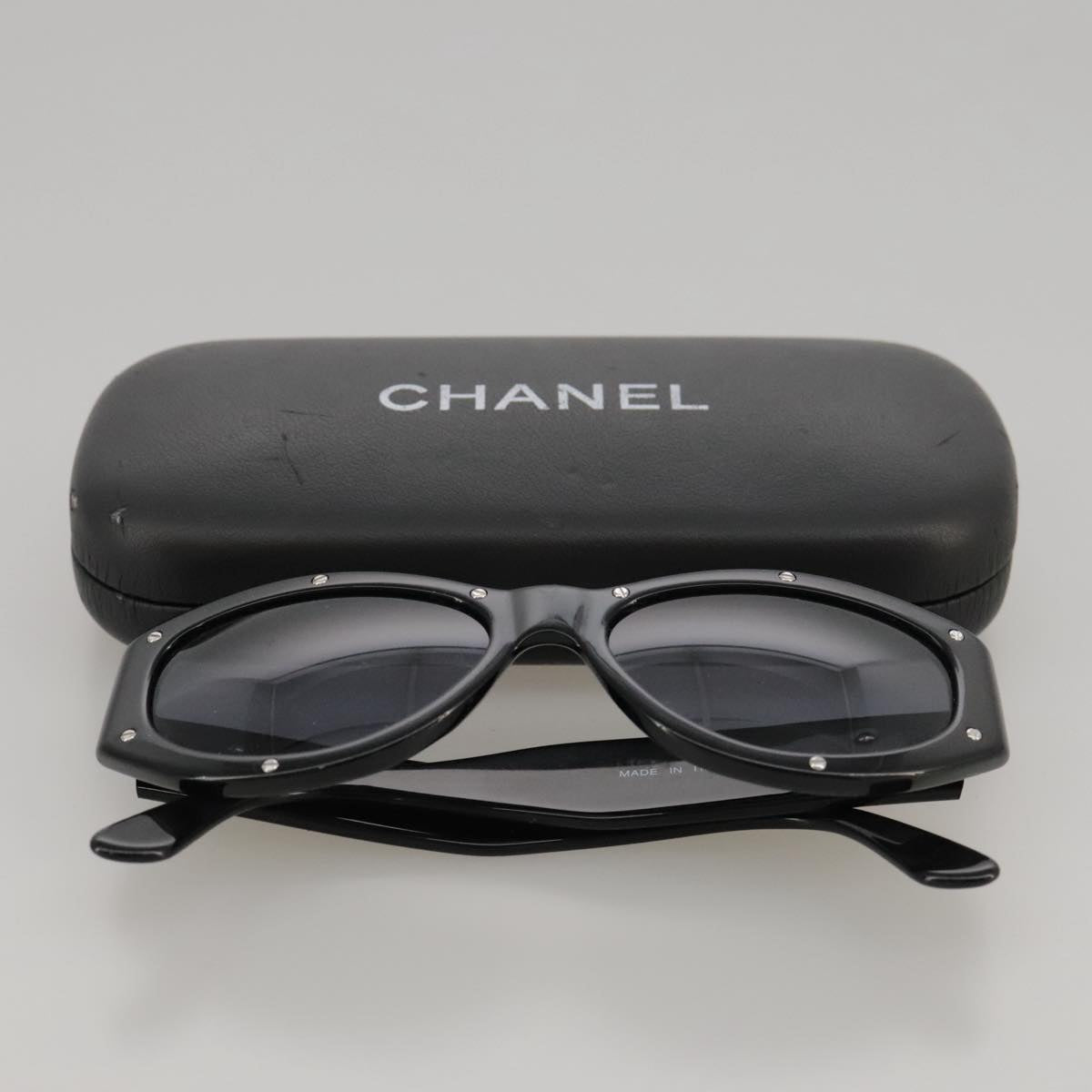 CHANEL Sunglasses plastic Black CC Auth yk16026