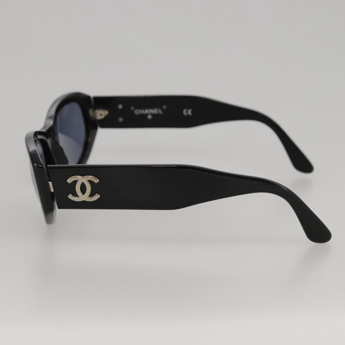 CHANEL Sunglasses plastic Black CC Auth yk16026