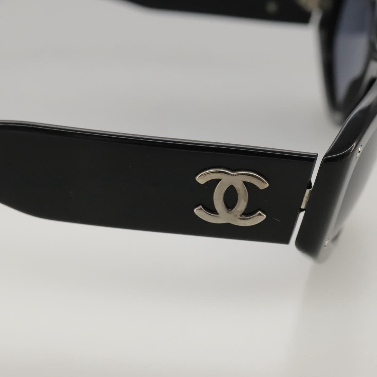 CHANEL Sunglasses plastic Black CC Auth yk16026