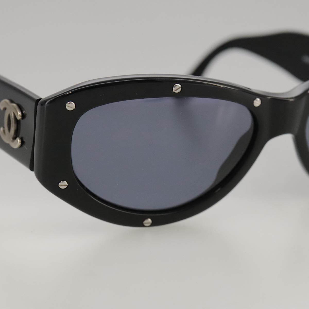 CHANEL Sunglasses plastic Black CC Auth yk16026