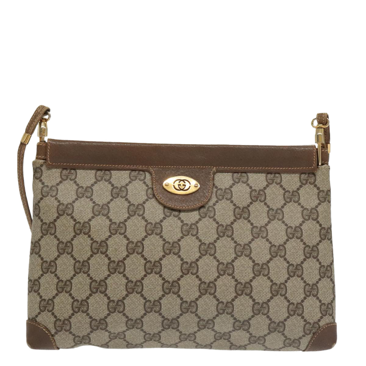 GUCCI GG Supreme Shoulder Bag PVC Beige Auth yk16029