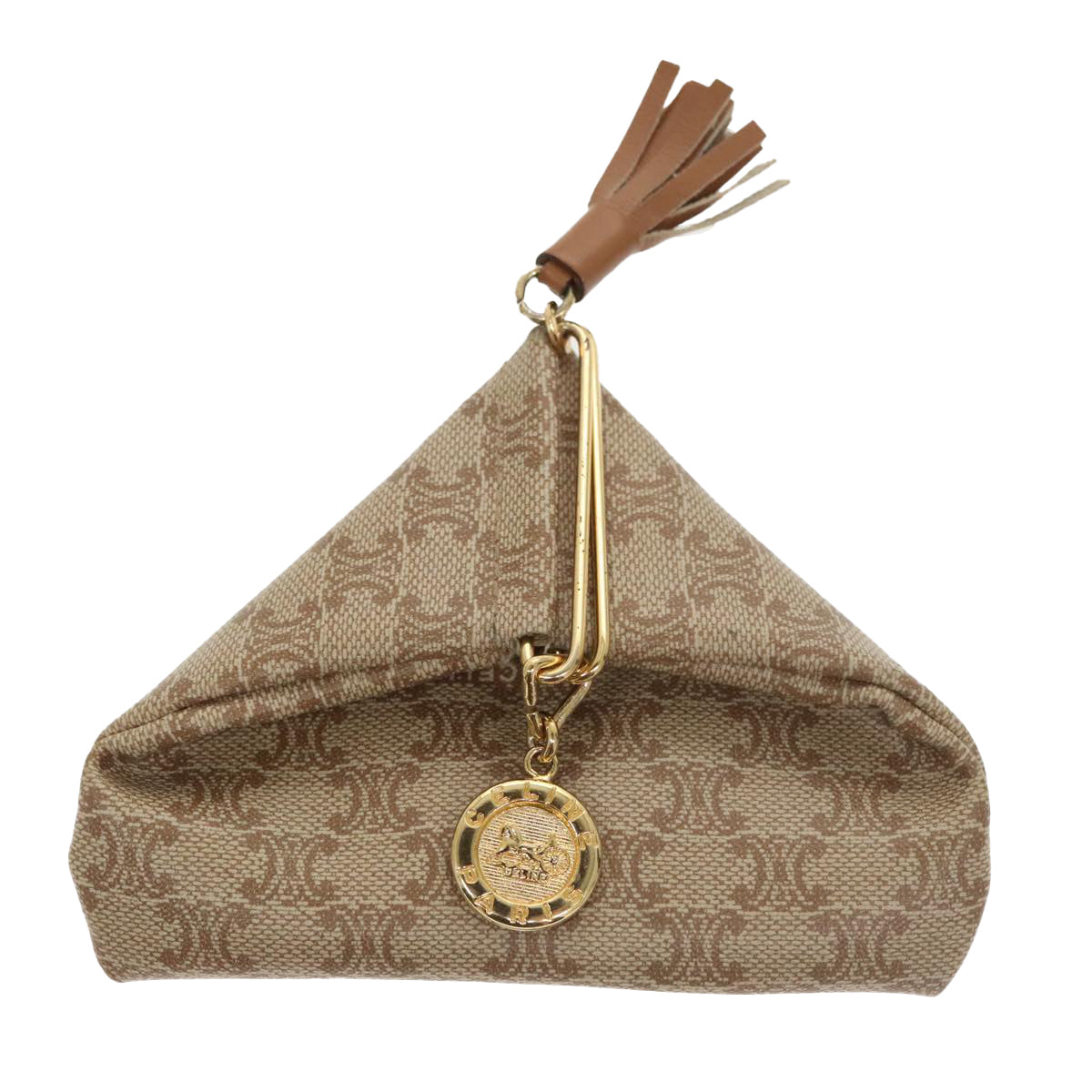 CELINE Macadam Canvas Coin Purse Beige Auth yk16047