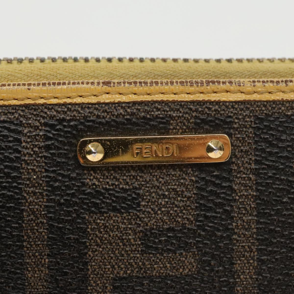 FENDI Zucca Canvas Long Wallet Black Brown Auth yk16051