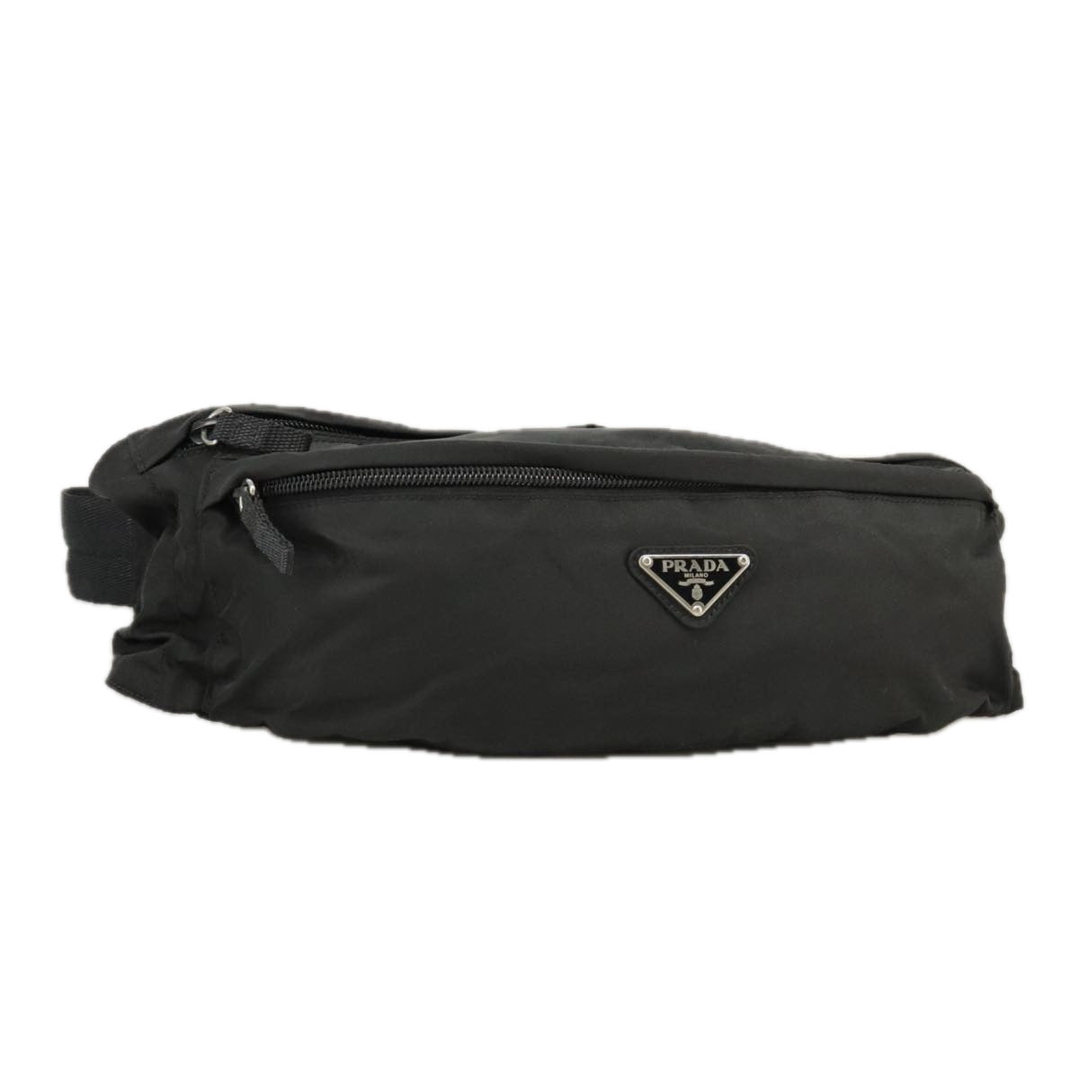 PRADA Waist bag Nylon Black Silver Auth yk16057