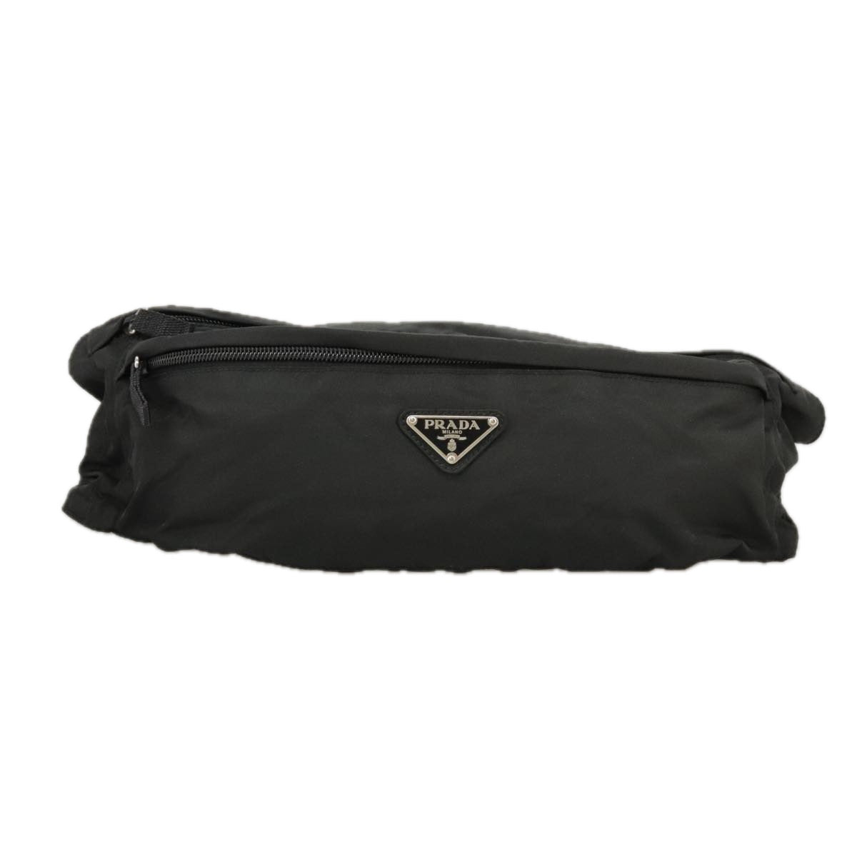 PRADA Waist bag Nylon Black Silver Auth yk16057