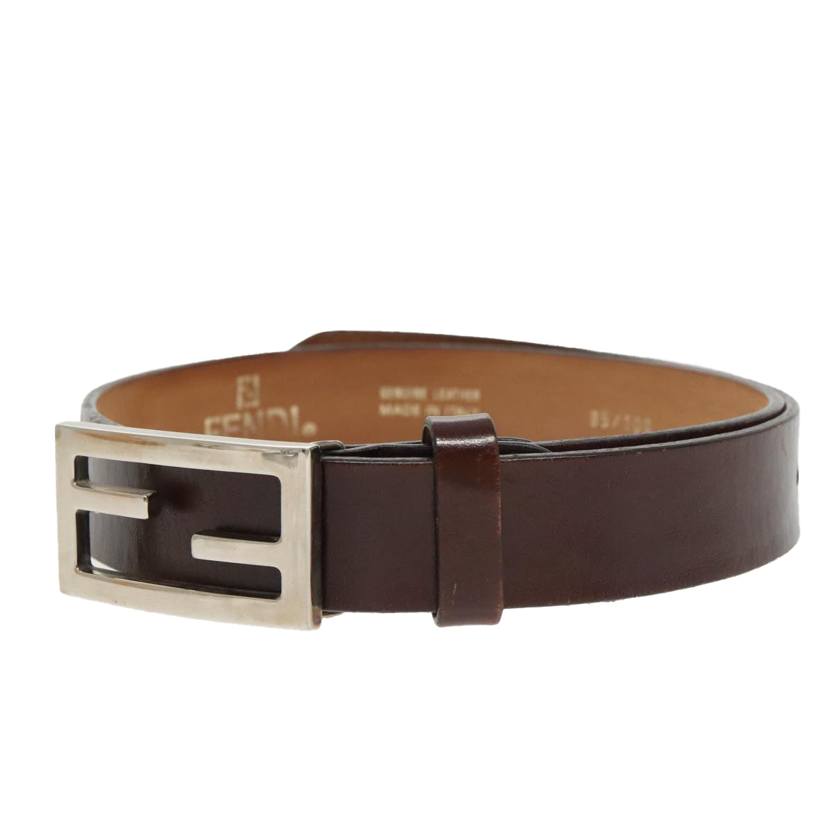 FENDI Belt Leather 31.9"" Brown Auth yk16060