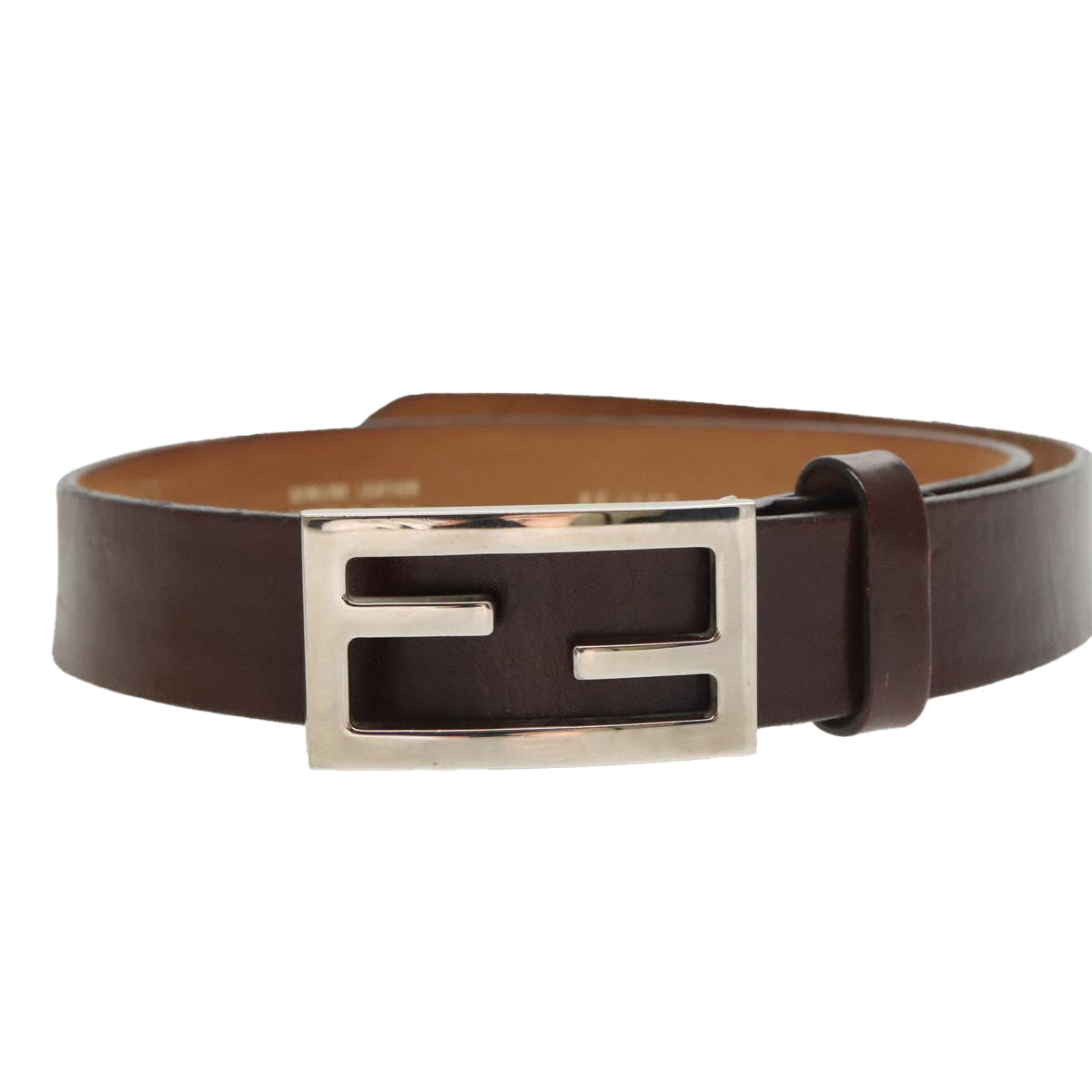 FENDI Belt Leather 31.9"" Brown Auth yk16060